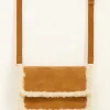 My Jewellery Sac à Bandoulière Couleur Cognac En Tissu Peluche Discount