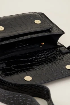 My Jewellery Sac à Bandoulière Avec Imprimé Croco Noir Discount
