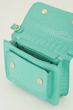 My Jewellery Sac à Bandoulière Avec Imprimé Croco Turquoise Discount