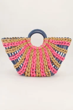 My Jewellery Sac à Main Tressé Beige Et Rose Rose/Bleu/Beige Fashion