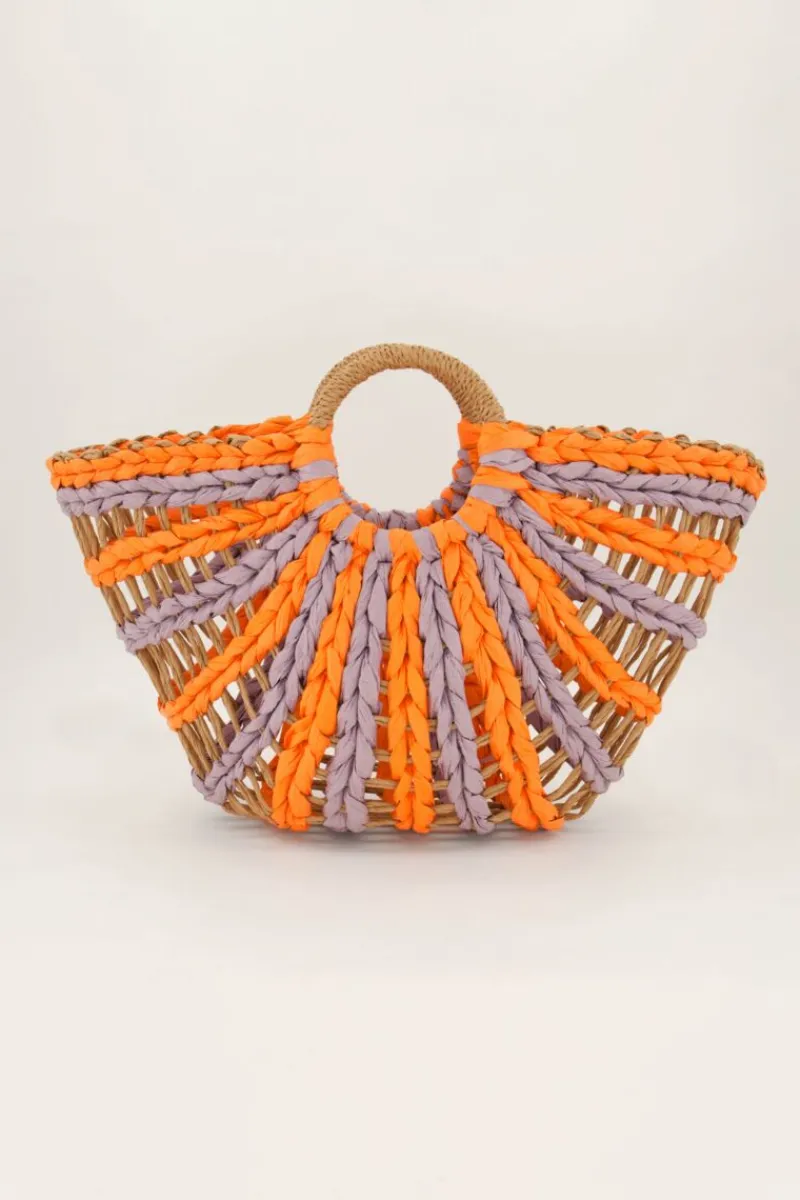 My Jewellery Sac à Main Tressé Orange Et Rose Rose/Orange Clearance