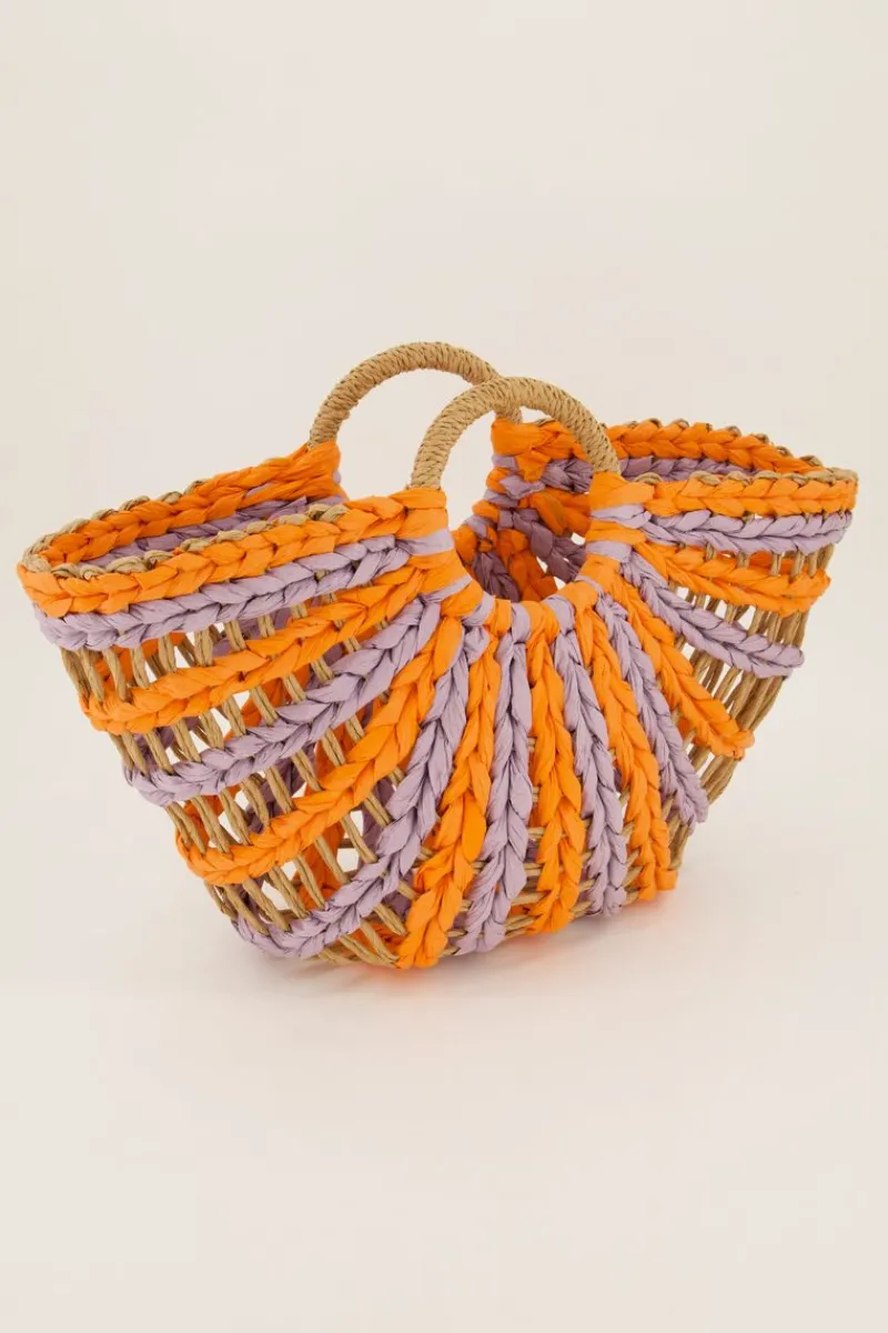 My Jewellery Sac à Main Tressé Orange Et Rose Rose/Orange Clearance