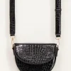 My Jewellery Sac Bandoulière Demi-lune Noir Effet Croco Clearance