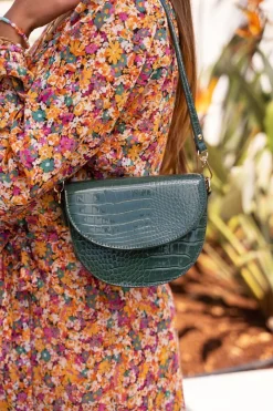 My Jewellery Sac Bandoulière Demi-lune Vert Effet Croco Best