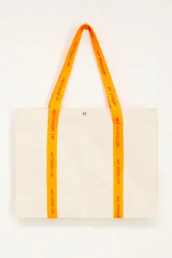 My Jewellery Sac Cabas En Toile Beige à Anses Orange Néon Orange/Beige Hot