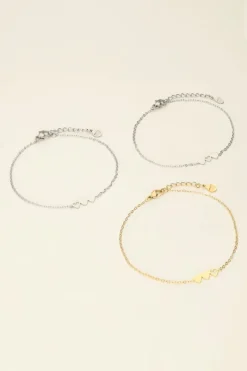 My Jewellery Set De 3 Bracelets à 3 Coeurs - 2 Argentés & 1 Doré Best