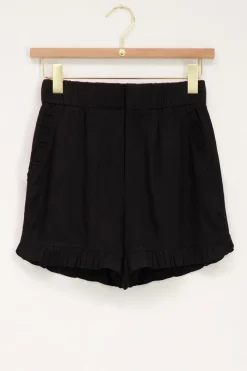 My Jewellery Short Noir En Lin Avec Volants New