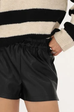 My Jewellery Short Noir En Simili Cuir Avec Bande élastique New