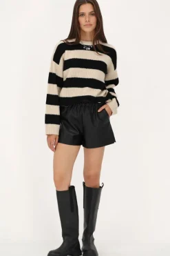 My Jewellery Short Noir En Simili Cuir Avec Bande élastique New