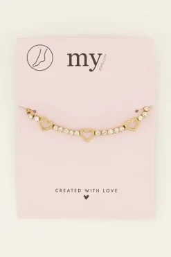 My Jewellery Sunchasers Bracelet De Cheville à Coeurs Et Strass Hot