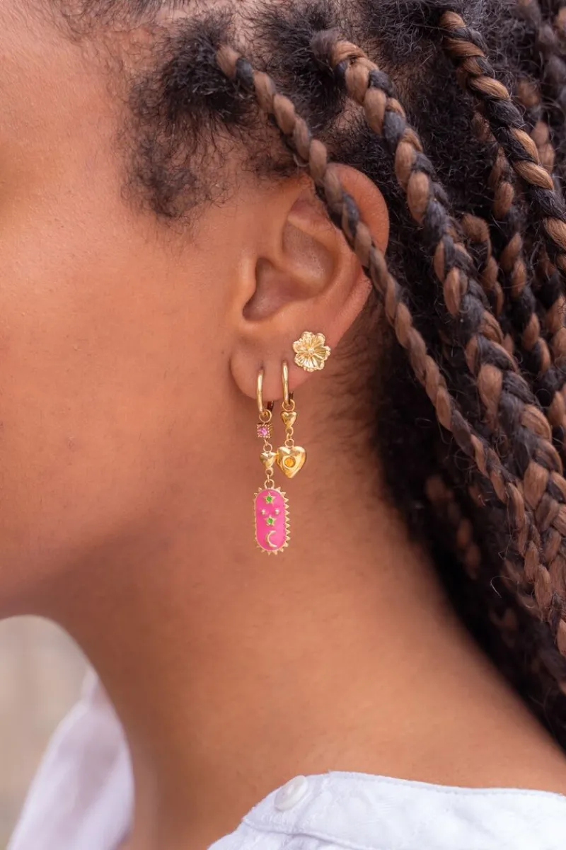 My Jewellery Sunrocks Boucles D'oreilles Avec Charmes Roses Et Violettes Online