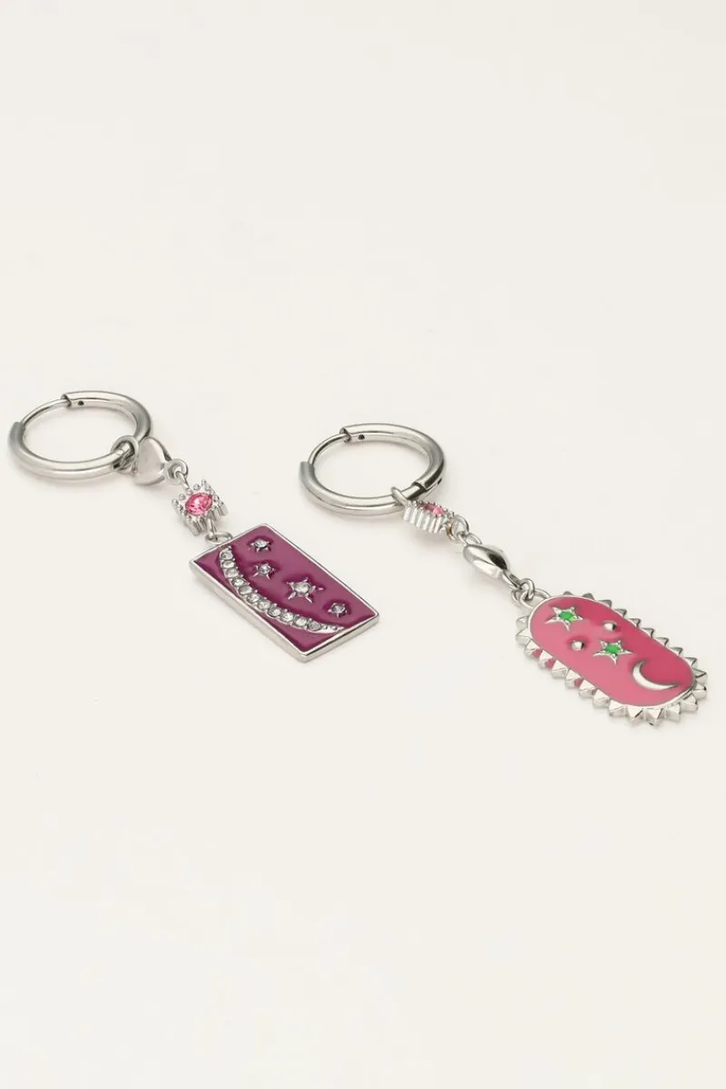 My Jewellery Sunrocks Boucles D'oreilles Avec Charmes Roses Et Violettes Online
