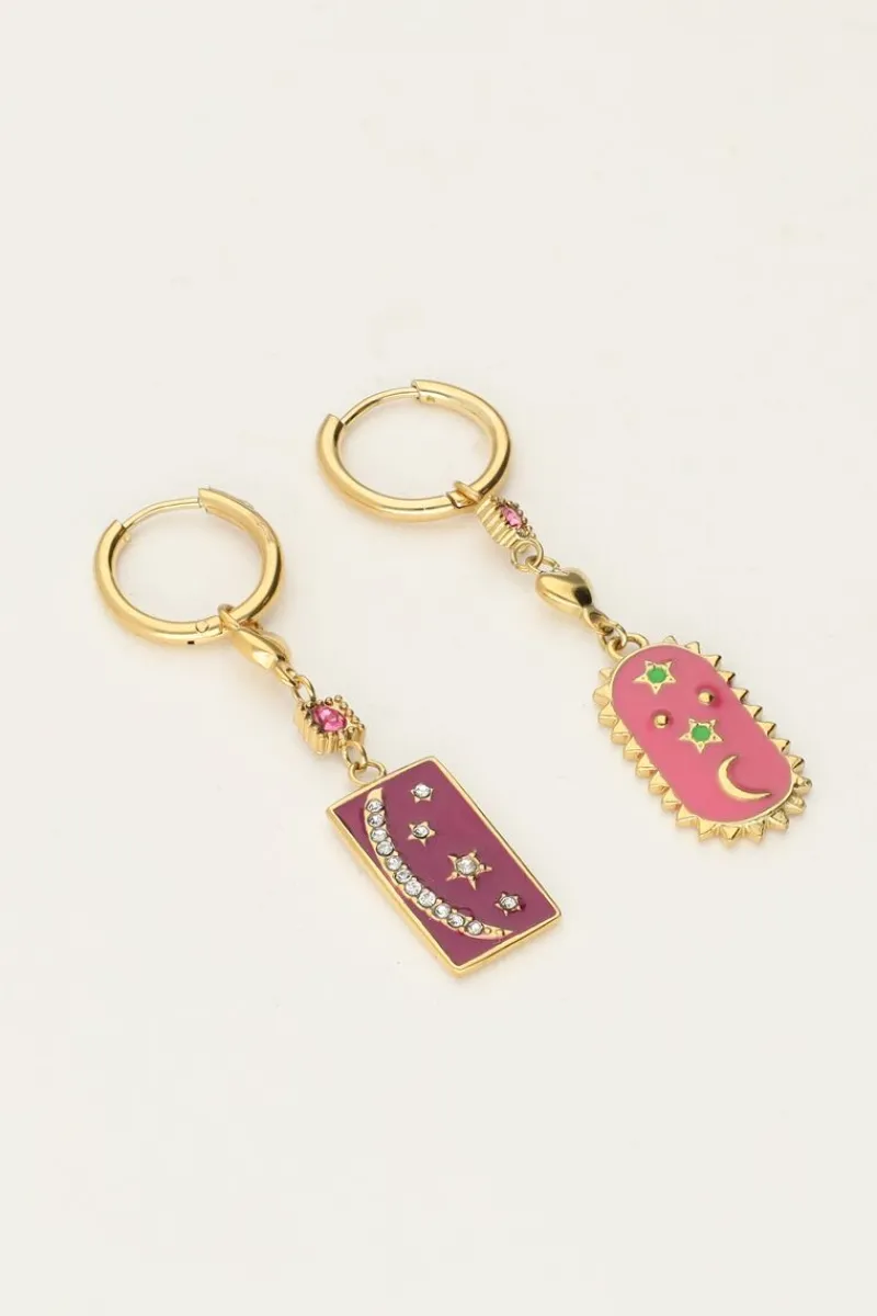 My Jewellery Sunrocks Boucles D'oreilles Avec Charmes Roses Et Violettes Online