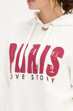 My Jewellery Sweat à Capuche Blanc Paris Love Story Outlet