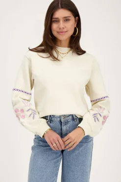 My Jewellery Sweat Avec Broderie Beige Hot