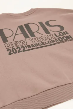 My Jewellery Sweat Beige Avec Imprimé « Worldtour » New