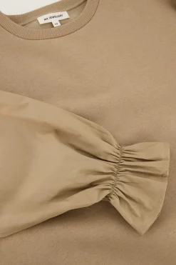 My Jewellery Sweat Beige Avec Manches En Crêpe Hot