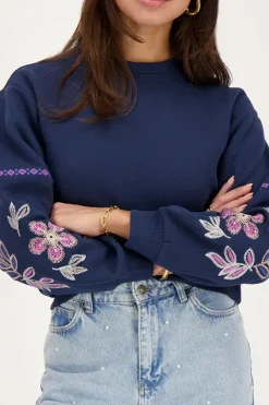 My Jewellery Sweat Avec Broderie Bleu foncé Online