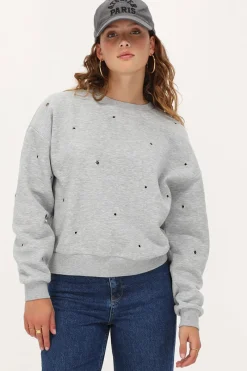 My Jewellery Sweat Gris Clair à Clous New