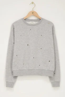 My Jewellery Sweat Gris Clair à Clous New