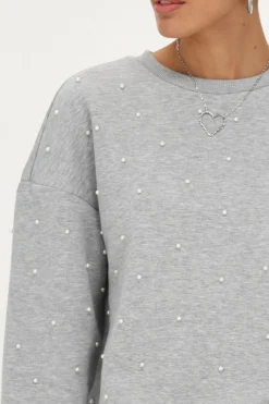 My Jewellery Sweat Gris Oversize Avec Perles Discount