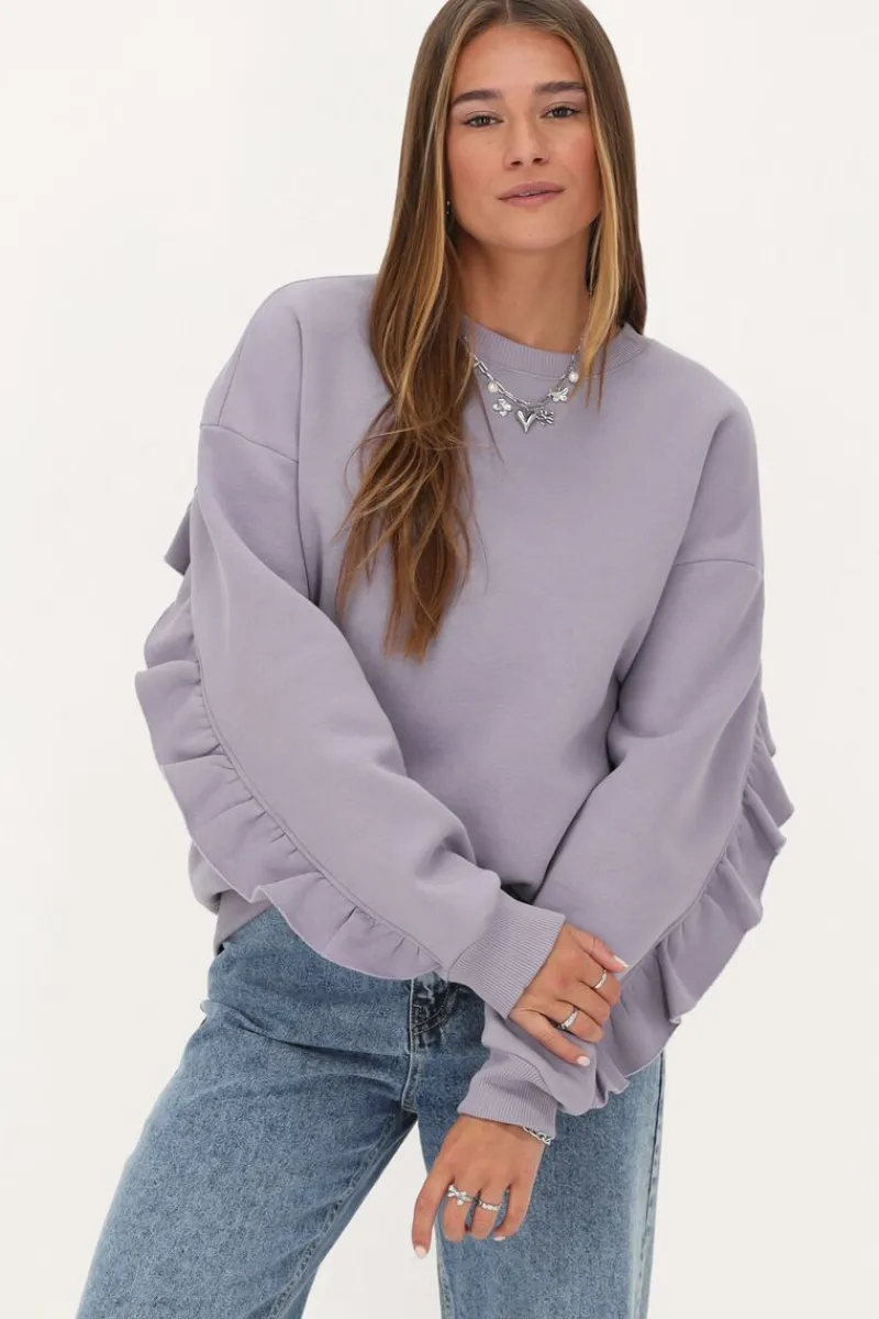 My Jewellery Sweat Lilas Avec Volants Et écusson Violet clair Sale