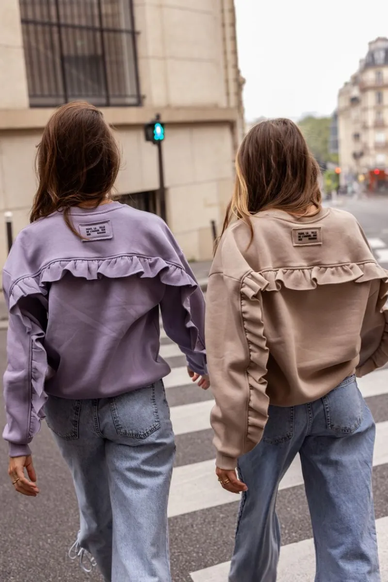 My Jewellery Sweat Lilas Avec Volants Et écusson Violet clair Sale