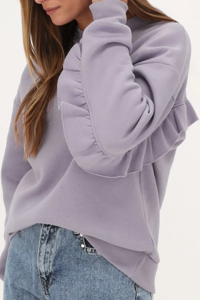 My Jewellery Sweat Lilas Avec Volants Et écusson Violet clair Sale