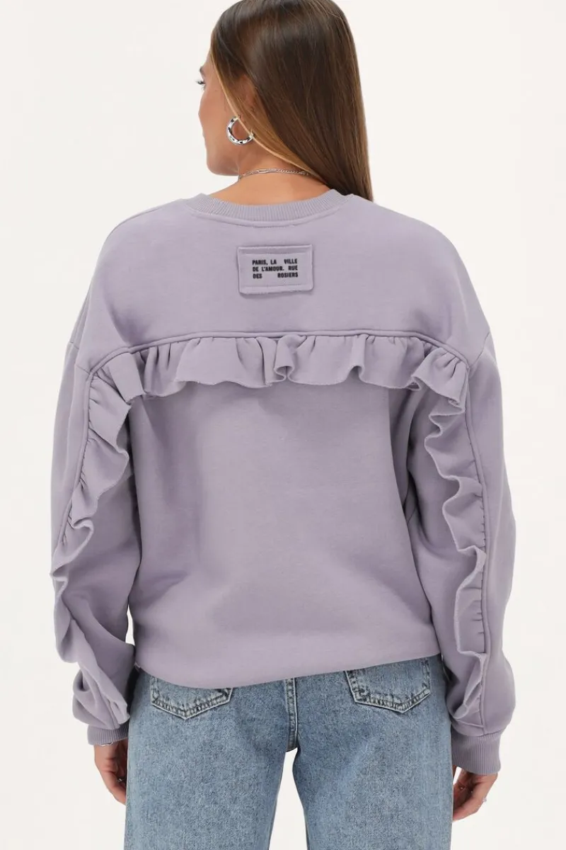 My Jewellery Sweat Lilas Avec Volants Et écusson Violet clair Sale
