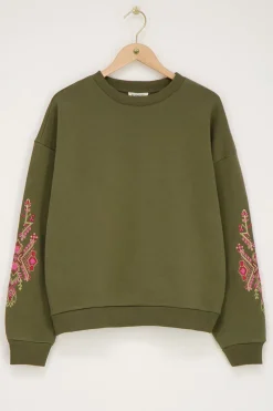 My Jewellery Sweat Vert Foncé Avec Broderie Rose Sale