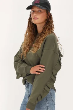 My Jewellery Sweat Avec Volant Et écusson Vert foncé Online