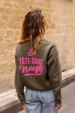 My Jewellery Sweat Vert Foncé "Head In The Clouds" Vert olive/Vert/Vert foncé Best
