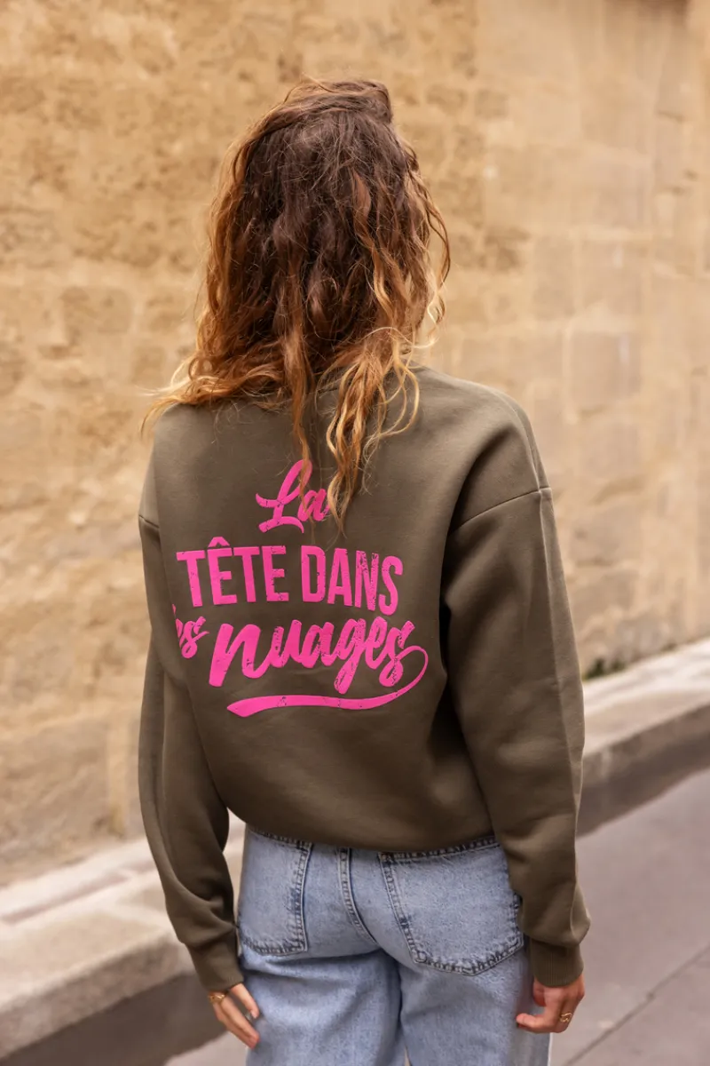 My Jewellery Sweat Vert Foncé "Head In The Clouds" Vert olive/Vert/Vert foncé Best
