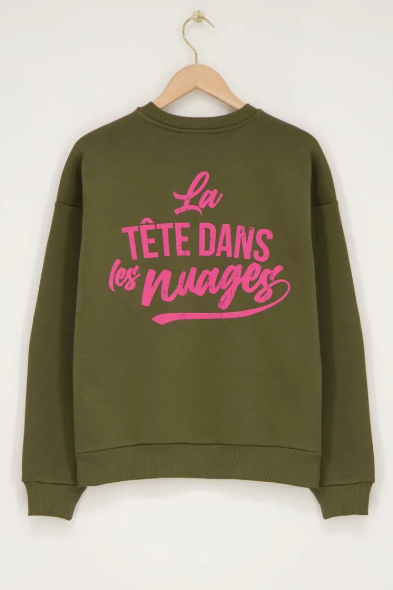 My Jewellery Sweat Vert Foncé "Head In The Clouds" Vert olive/Vert/Vert foncé Best
