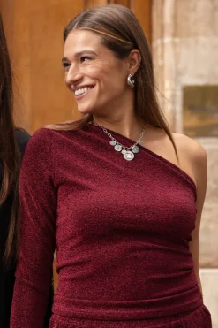 My Jewellery Top à Une Manche En Lurex Rouge Foncé Rouge/Rouge foncé Sale