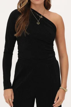 My Jewellery Top à Une Manche En Lurex Noir Outlet