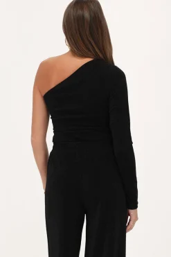 My Jewellery Top à Une Manche En Lurex Noir Outlet