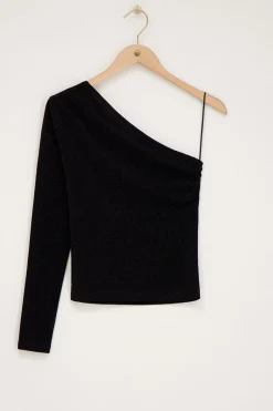My Jewellery Top à Une Manche En Lurex Noir Outlet