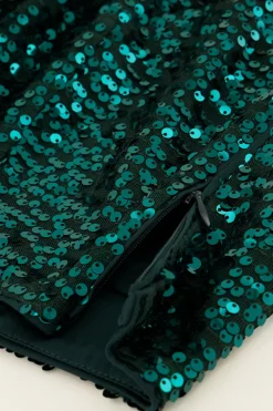 My Jewellery Top Asymétrique à Manche Longue Vert Avec Sequins Clearance