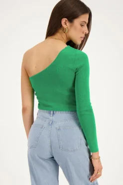My Jewellery Top Asymétrique à Manche Longue Vert Online