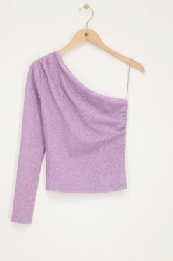 My Jewellery Top Asymétrique à Manche Longue Lilas En Lurex Violet clair Hot
