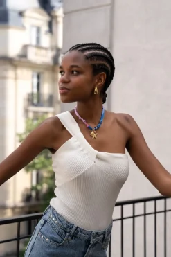 My Jewellery Top Asymétrique Avec Effet Torsadé Blanc Outlet