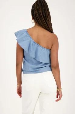 My Jewellery Top Asymétrique En Denim Avec Volants Discount