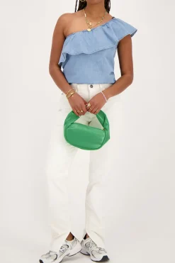 My Jewellery Top Asymétrique En Denim Avec Volants Discount