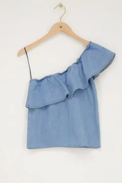 My Jewellery Top Asymétrique En Denim Avec Volants Discount