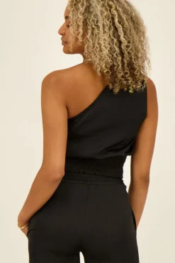 My Jewellery Top Asymétrique Satiné Noir Discount