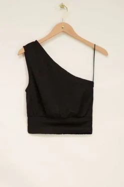 My Jewellery Top Asymétrique Satiné Noir Discount
