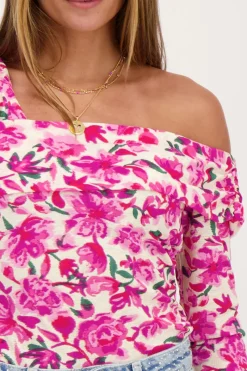 My Jewellery Top Beige à épaules Dénudées Avec Imprimé Fleuri Rose Best