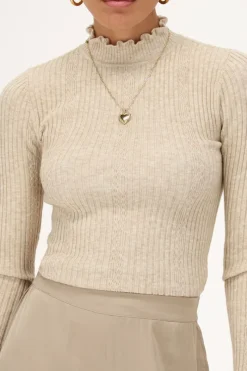 My Jewellery Top Beige à Volants Et Manches Longues Online