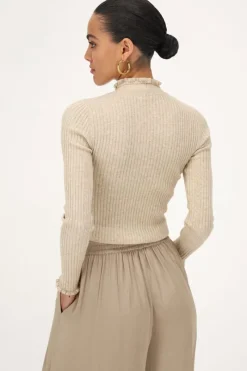 My Jewellery Top Beige à Volants Et Manches Longues Online